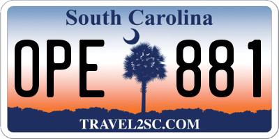 SC license plate OPE881