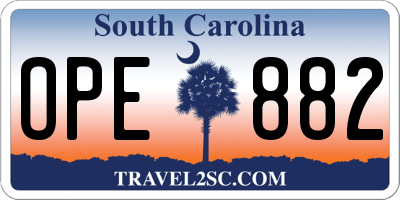 SC license plate OPE882