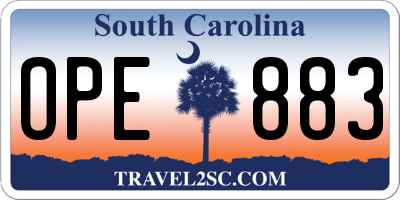 SC license plate OPE883