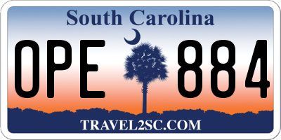 SC license plate OPE884