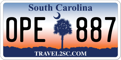 SC license plate OPE887