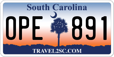 SC license plate OPE891