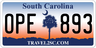 SC license plate OPE893