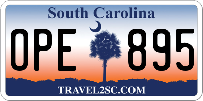 SC license plate OPE895