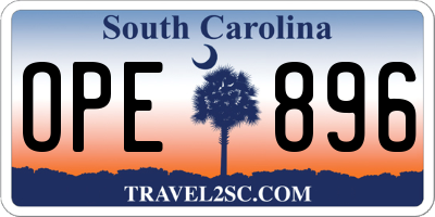 SC license plate OPE896