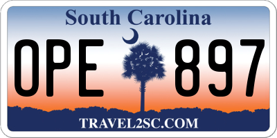 SC license plate OPE897