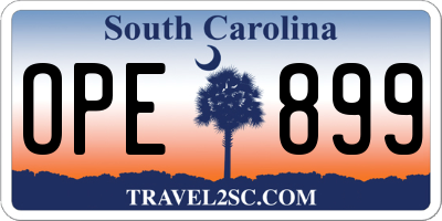 SC license plate OPE899