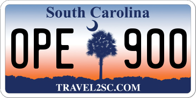 SC license plate OPE900