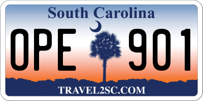 SC license plate OPE901