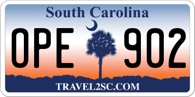 SC license plate OPE902