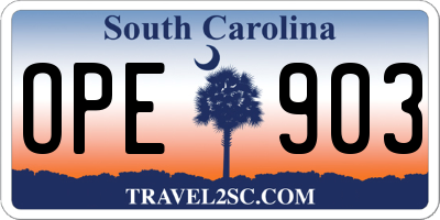 SC license plate OPE903