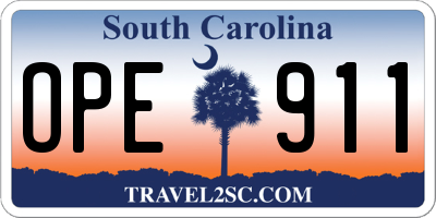 SC license plate OPE911