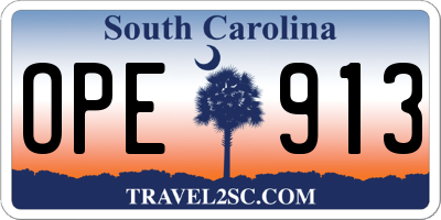 SC license plate OPE913