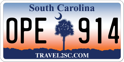 SC license plate OPE914