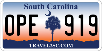SC license plate OPE919