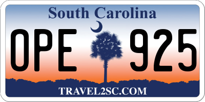 SC license plate OPE925