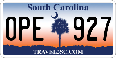 SC license plate OPE927