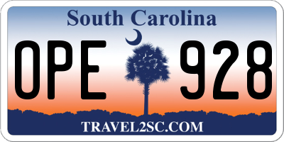 SC license plate OPE928