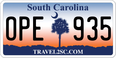SC license plate OPE935