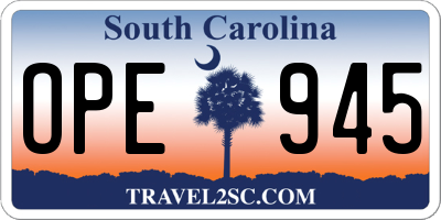 SC license plate OPE945