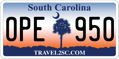 SC license plate OPE950