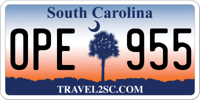 SC license plate OPE955