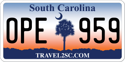 SC license plate OPE959