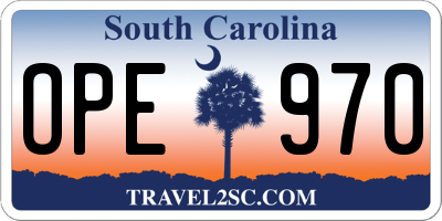 SC license plate OPE970