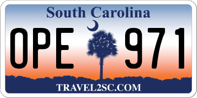 SC license plate OPE971