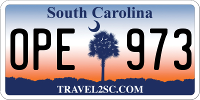 SC license plate OPE973