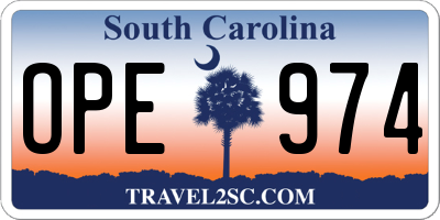 SC license plate OPE974