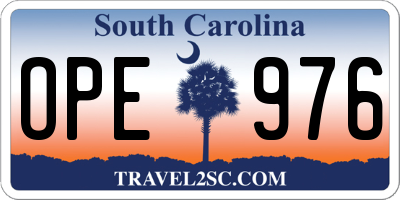 SC license plate OPE976