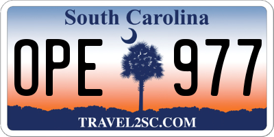 SC license plate OPE977