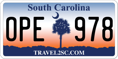 SC license plate OPE978