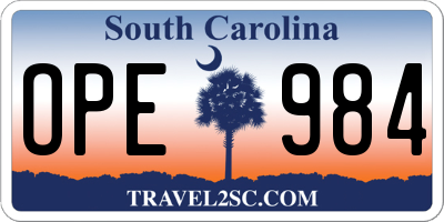 SC license plate OPE984