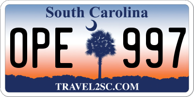 SC license plate OPE997