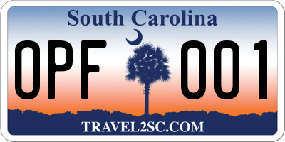 SC license plate OPF001