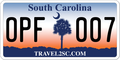 SC license plate OPF007