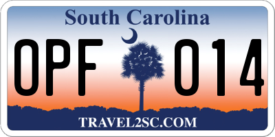 SC license plate OPF014