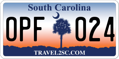 SC license plate OPF024