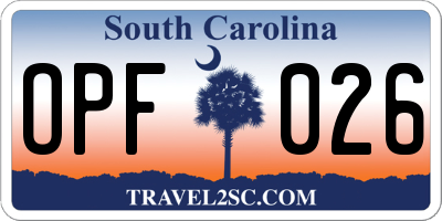 SC license plate OPF026