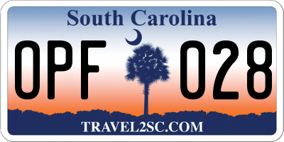 SC license plate OPF028