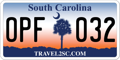 SC license plate OPF032