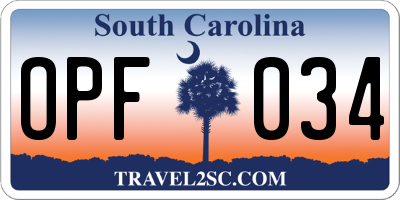 SC license plate OPF034