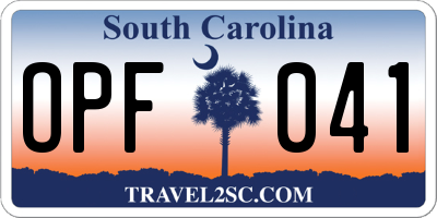 SC license plate OPF041