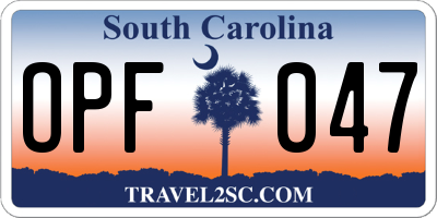 SC license plate OPF047