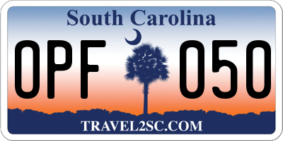 SC license plate OPF050