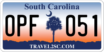SC license plate OPF051