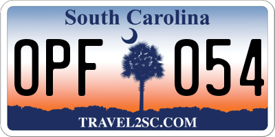 SC license plate OPF054