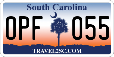 SC license plate OPF055